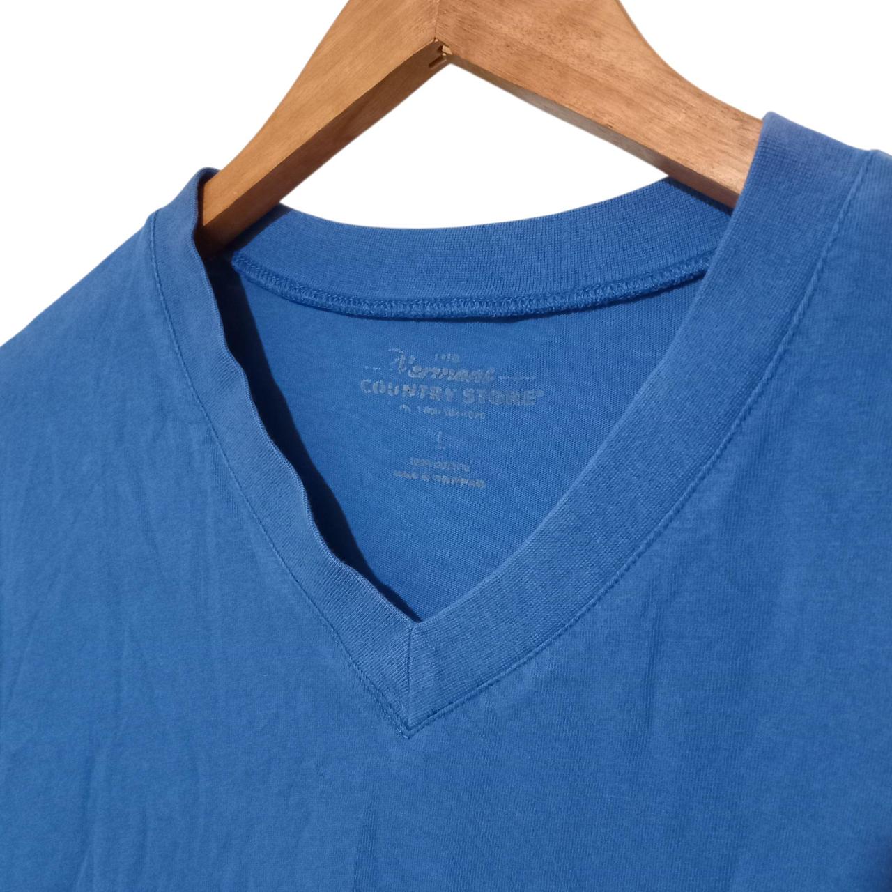 Shirt | Unisex Large Blue Long Sleeve Cotton V-Neck Long Sleeves