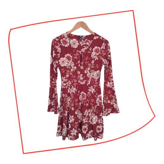 Dress | Women Medium UK10 Floral Burgundy