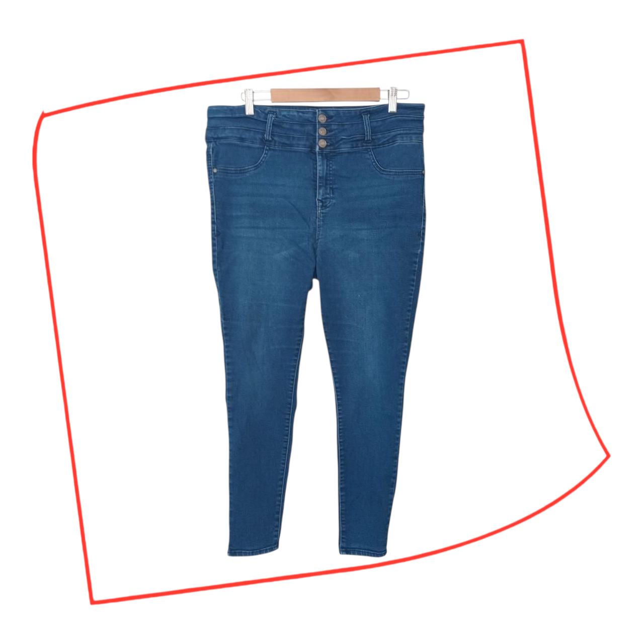 Jeans | Women's High-Waisted Skinny Indigo Stretchy Denim UK22