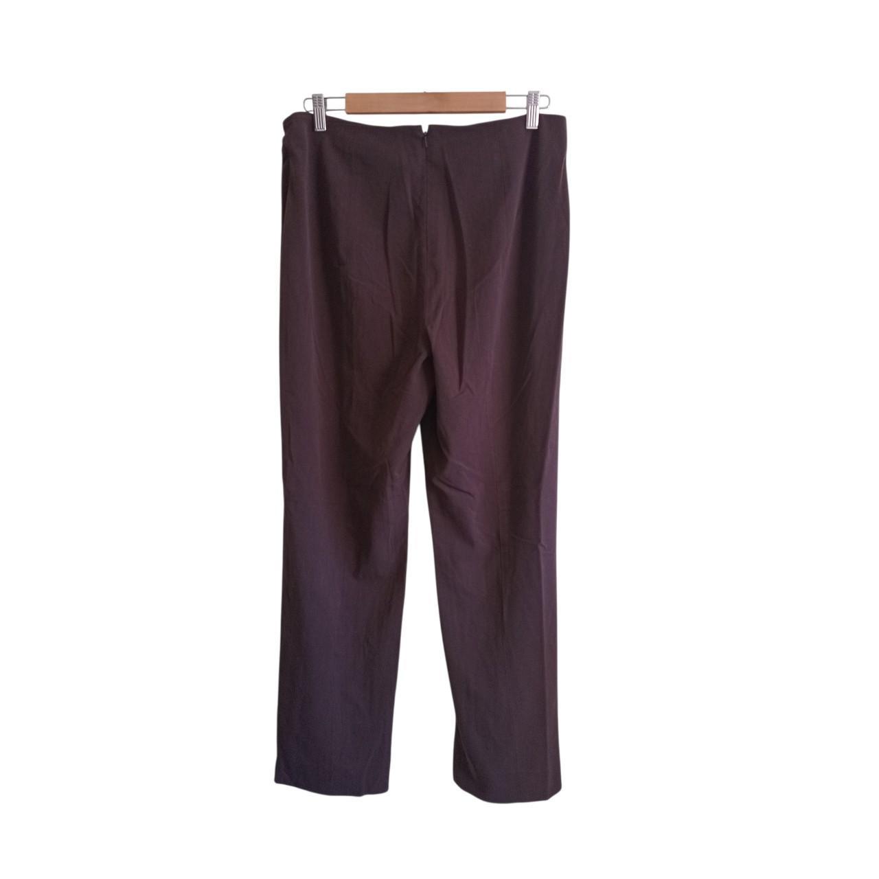 Trousers | Women Large Dark Brown Straight Pants Back Zip Shaping Fit