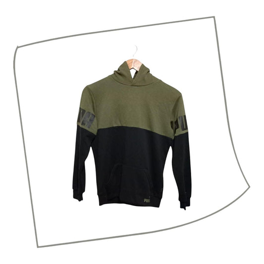 Hoodie | Kids 11-12Y Green Black Puma