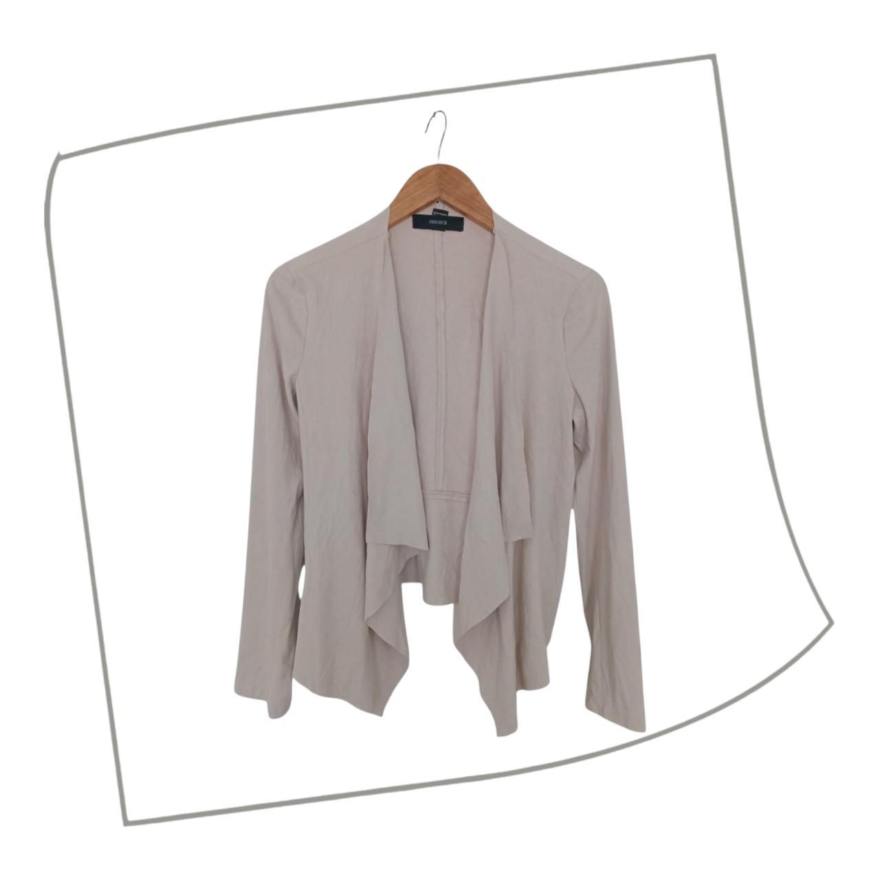 Jacket | Women UK12 Forever 21 Basic Beige Draped Open Front Cardigan Top