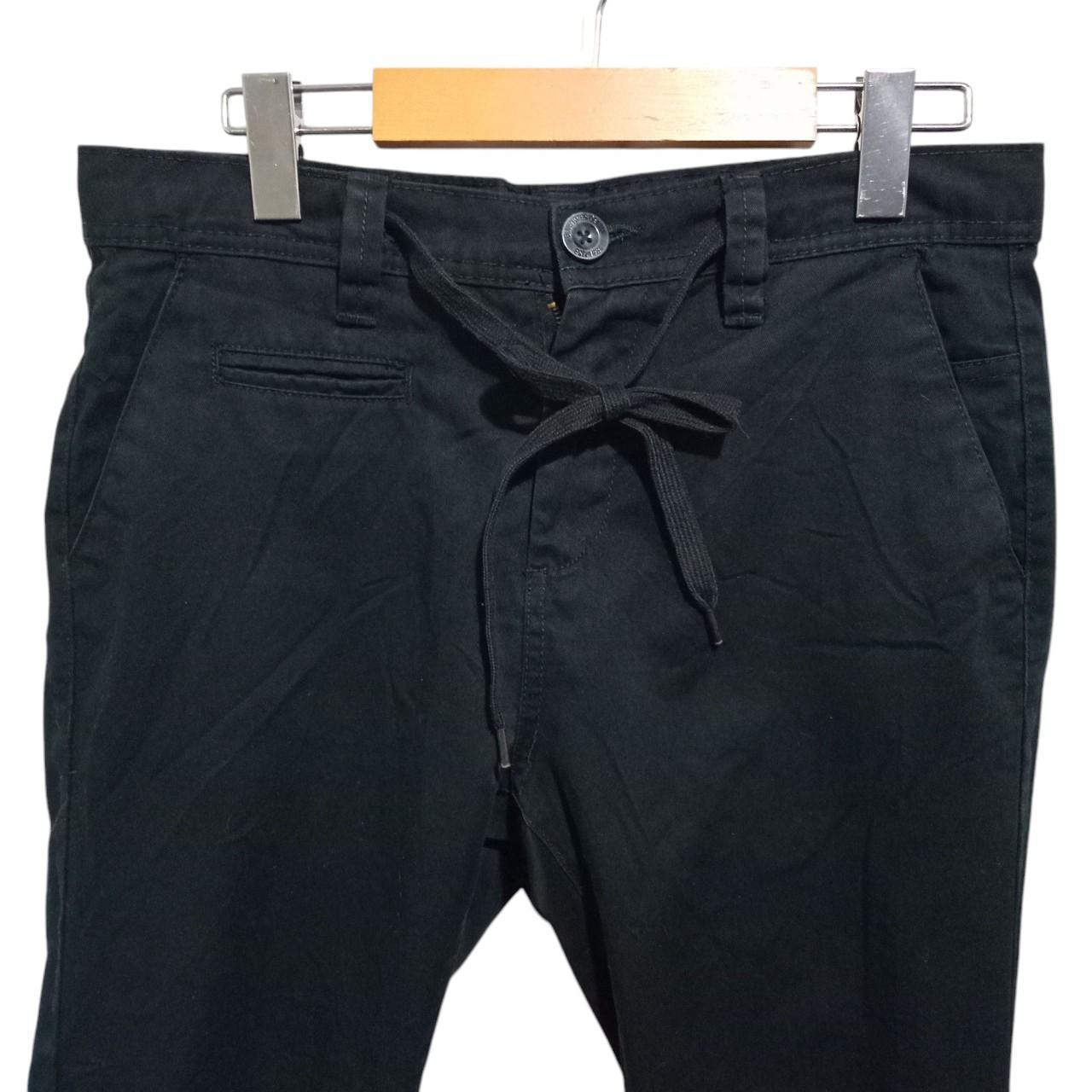 Trousers | Women Medium UK12 Denim Pants Black with Leopard Print Detail