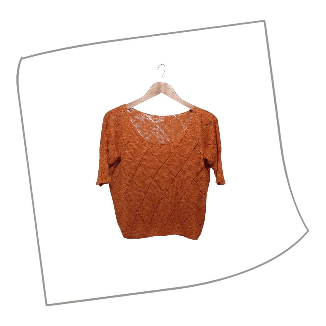 Crop Top | Women Medium UK12 Orange Summer See Through Top