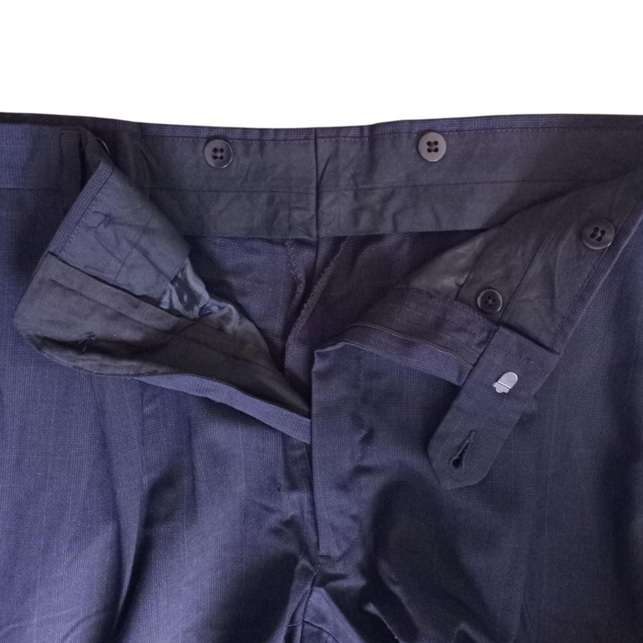 Trousers | Men’s XXL Navy Grid Pattern Slacks