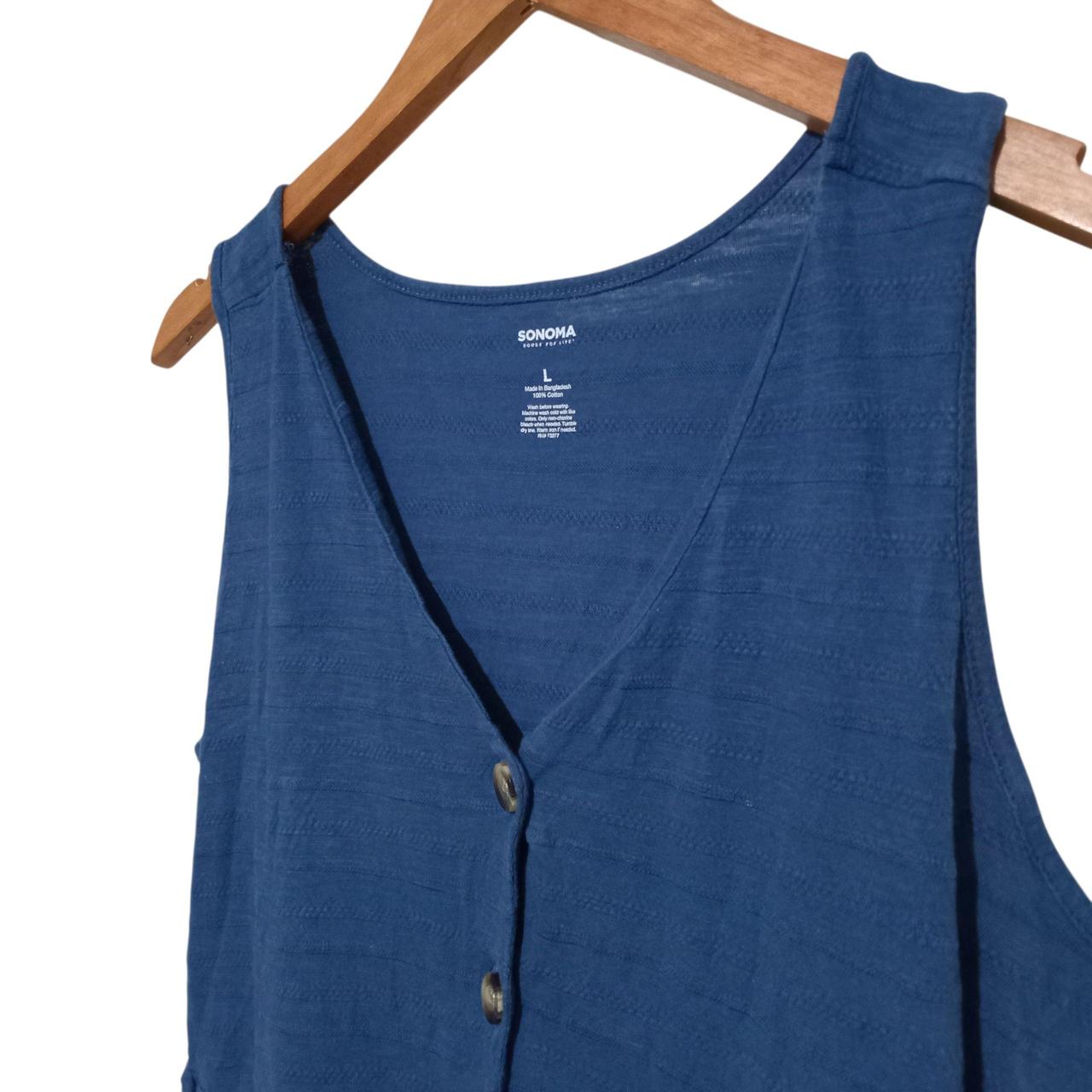 Dress | Women Blue Button-Up Large