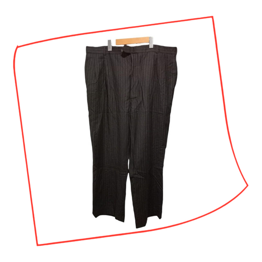 Trousers | Men Formal Pinstripe Brown Wool Slacks XL