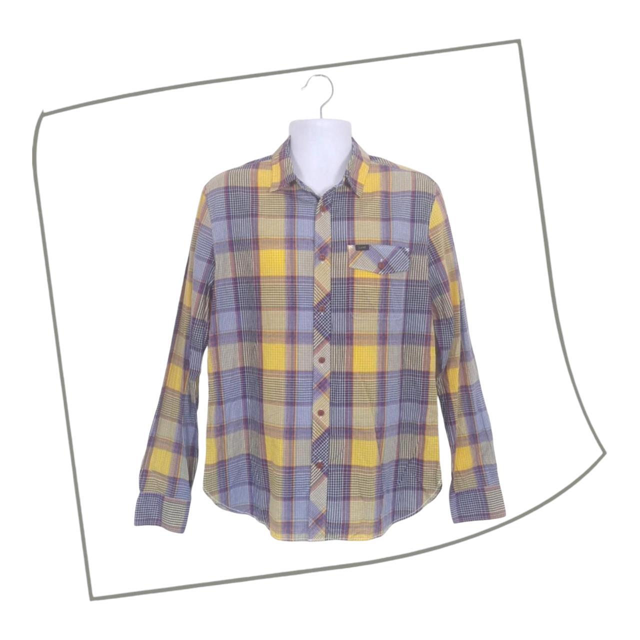 Polo Shirt | Men Large Women Size XL Lee Checkered Long Sleeve