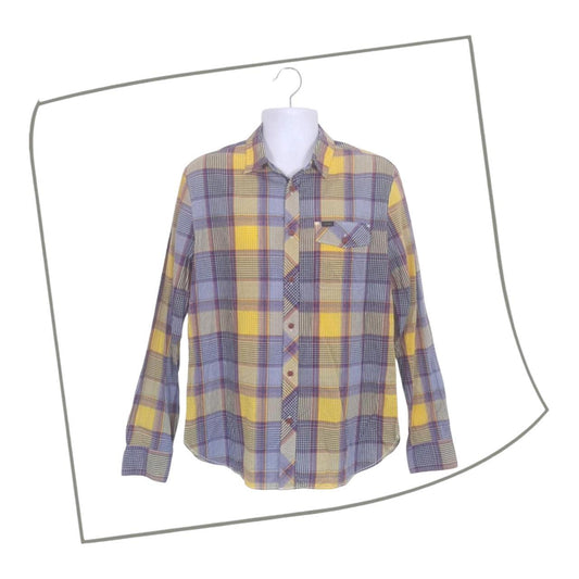 Polo Shirt | Men Large Women Size XL Lee Checkered Long Sleeve