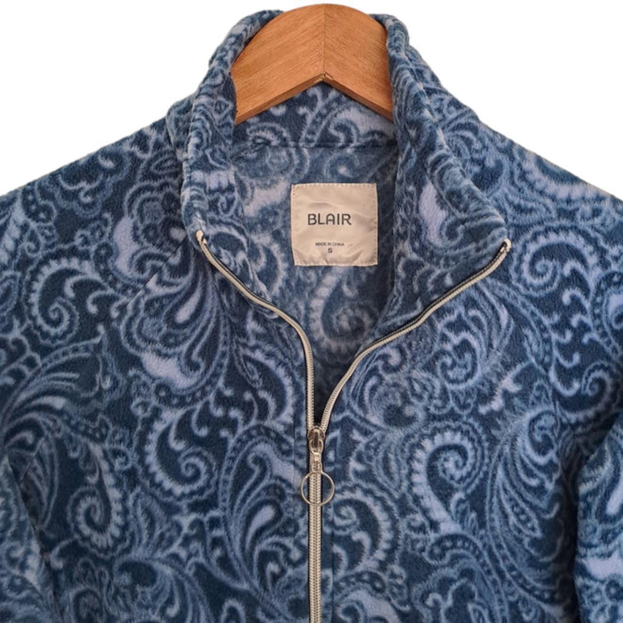 Jacket | Men Small / Women Size 12 Blue Paisley Fleece Jacket - Full Zip