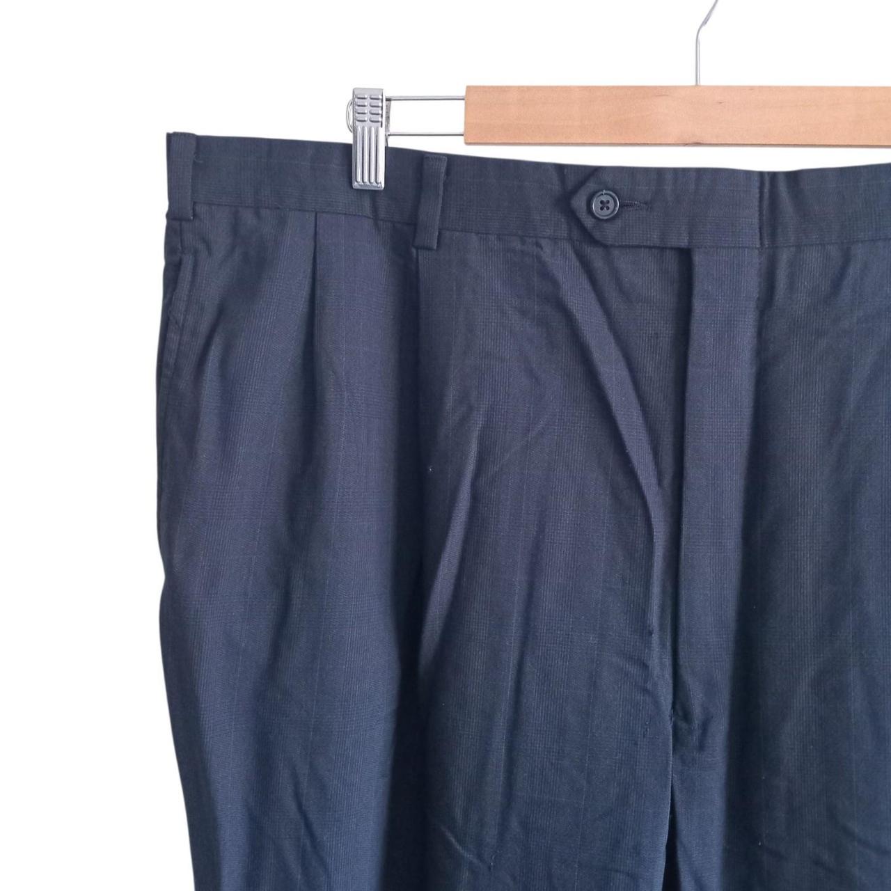 Trousers | Men’s XXL Navy Grid Pattern Slacks