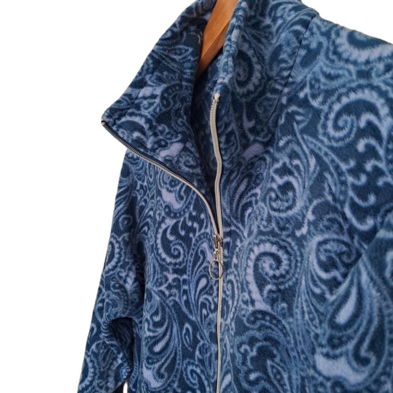 Jacket | Men Small / Women Size 12 Blue Paisley Fleece Jacket - Full Zip