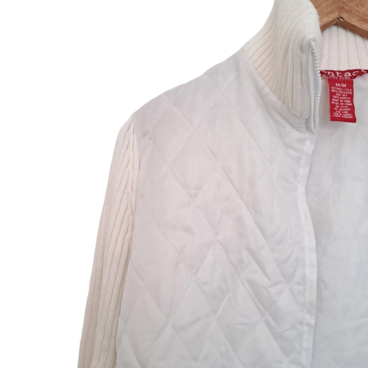 Jacket | Women Medium Chic White Quilted & Ribbed Sleeve Jacket