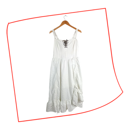 Dress | Women XS Fairycore Cottagecore White Corset Lace-Up Midi Dress