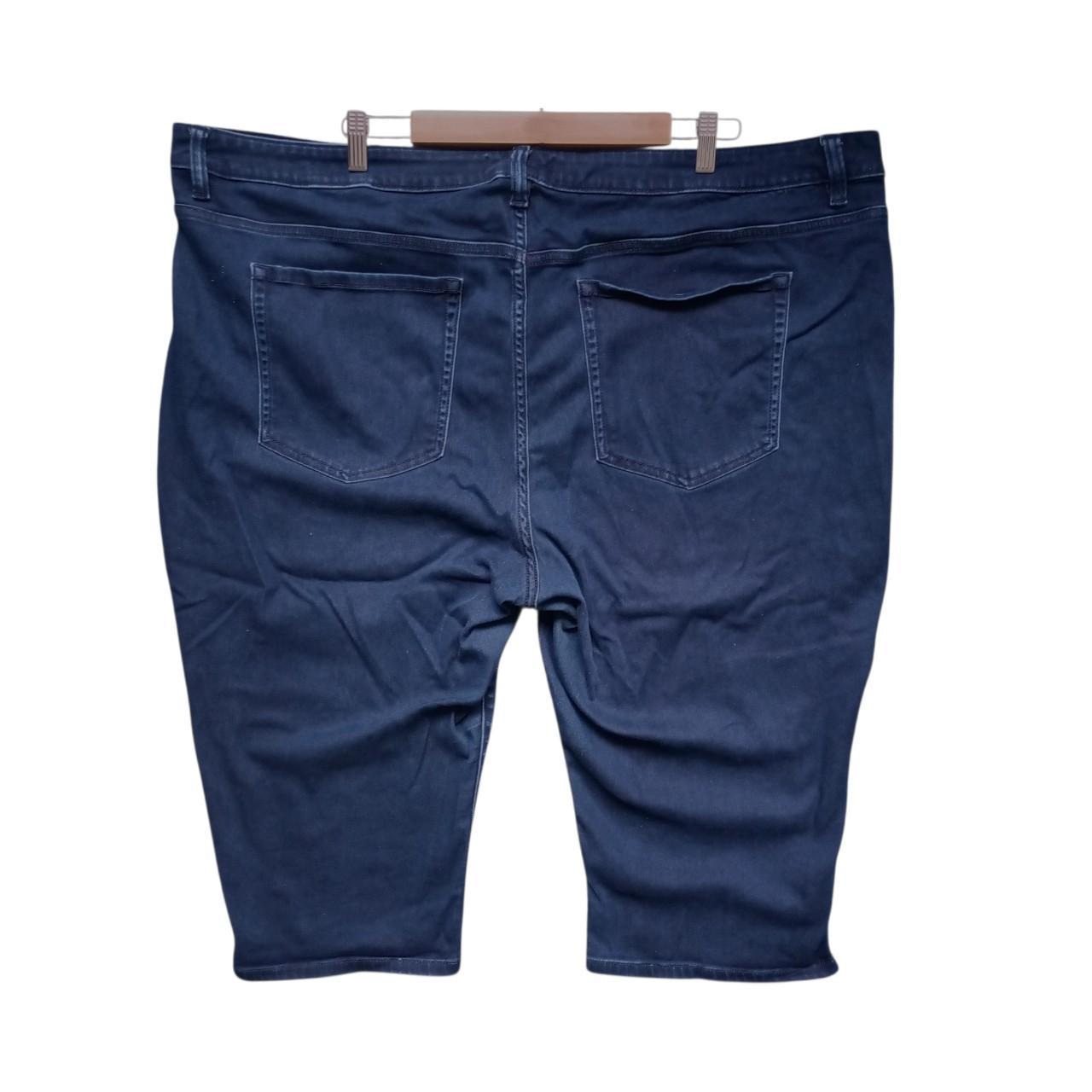 Shorts | Women Plus Size Dark Wash Blue Denim Capri Jeans with Relaxed Fit