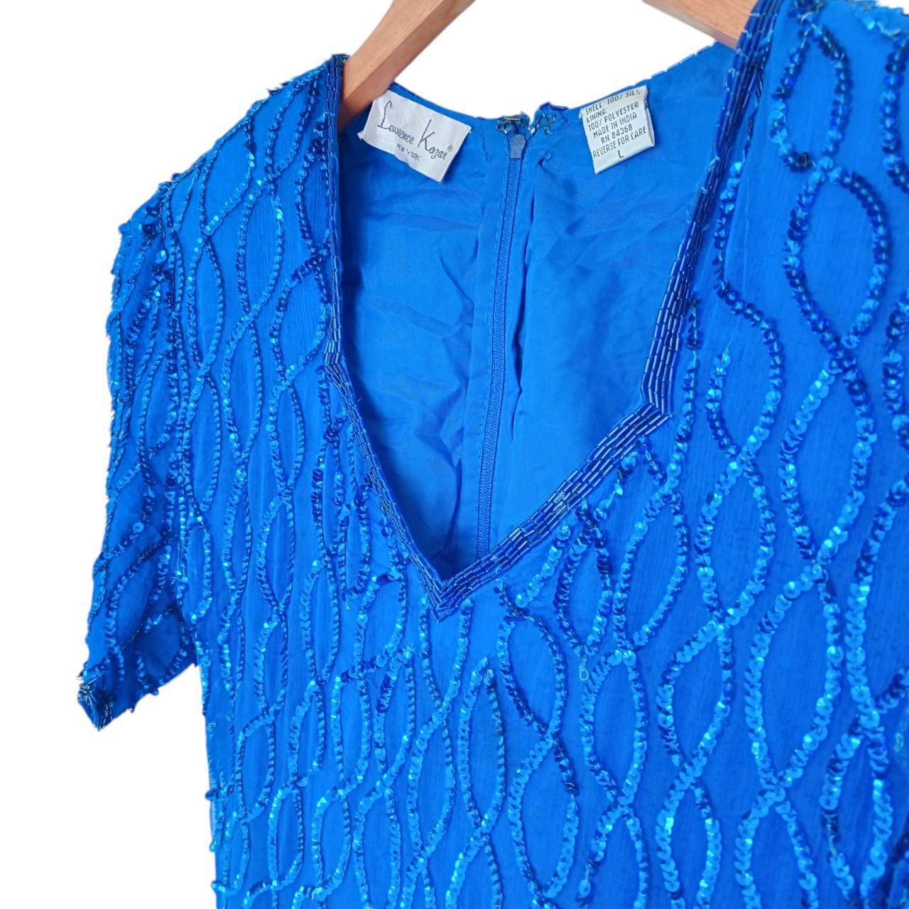 Dress | Women Large Blue Vintage Silk Gown