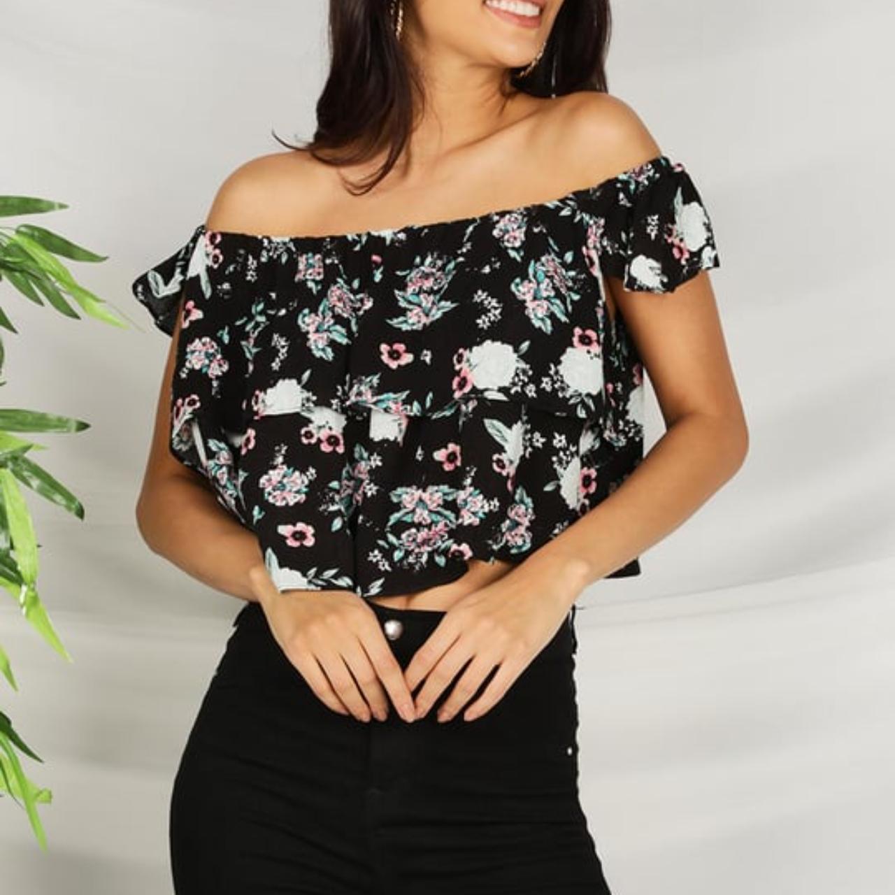 Blouse | Women Medium UK12 Off-The-Shoulder Crop Top