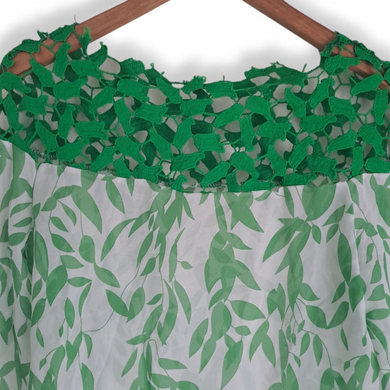 Blouse | Women Medium UK12 Green White Top