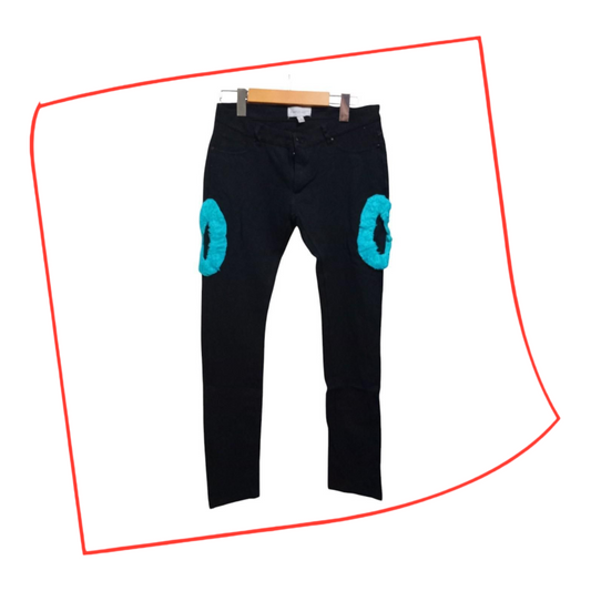 Trousers | Women Slim Fit with Turquoise "O" Design Large