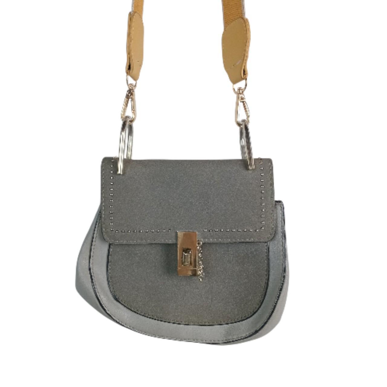 Bag | Women Chic Rounded Grey Shoulder Bag With Yellow Sling