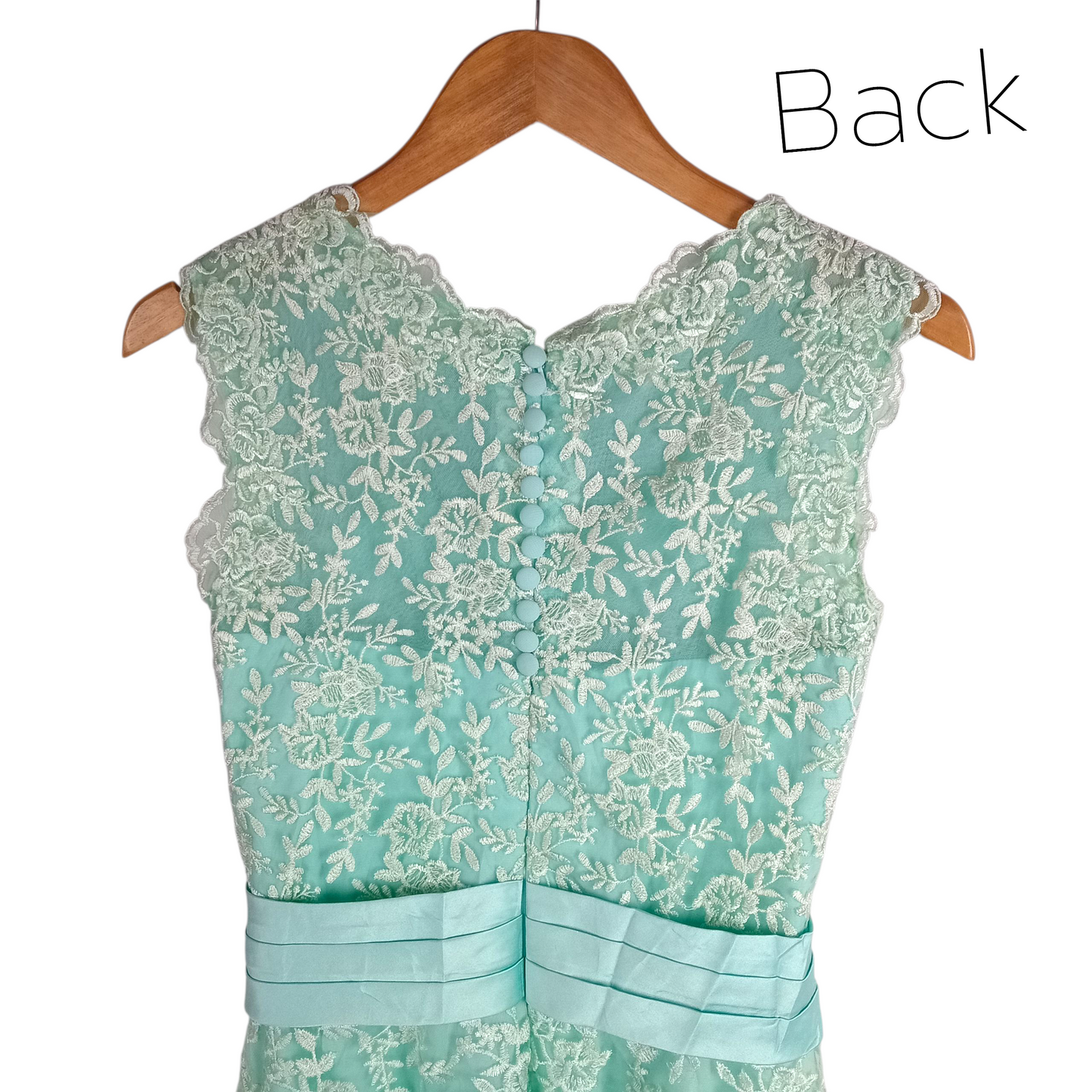 Dress | Women UK 8-10 Elegant Mint Green Lace and Chiffon Formal Gown