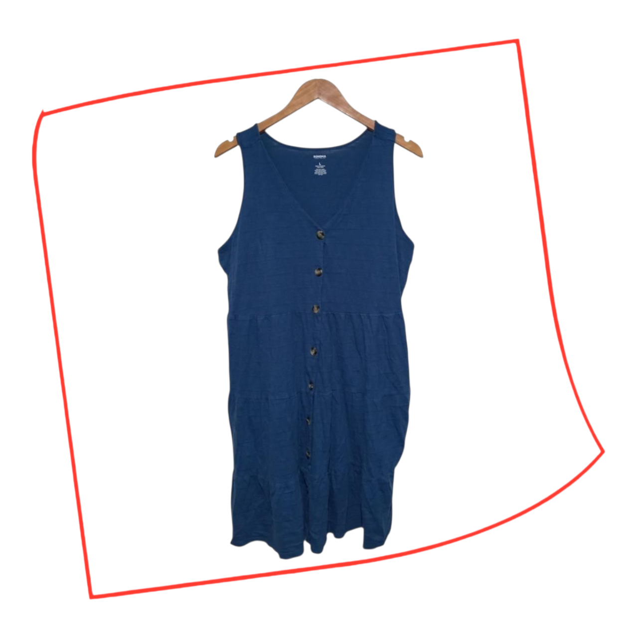 Dress | Women Blue Button-Up Large