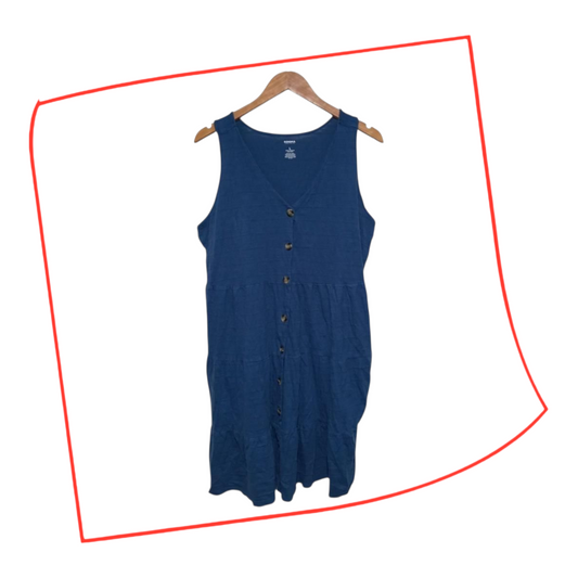 Dress | Women Blue Button-Up Large