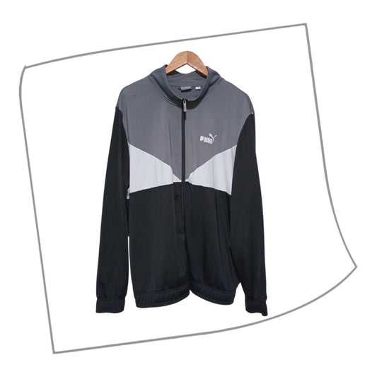 Jacket | Men XXL Puma Colorblock Zip Up Track Jacket Black-Grey-White