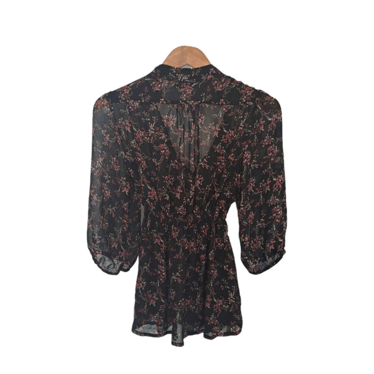 Blouse | Women Medium UK12 See Through Floral Top