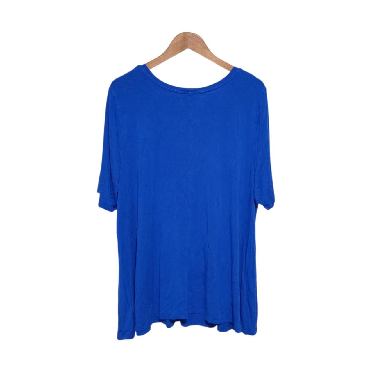 T-shirt | Women Blue V-Neck Soft Stretchy Plus Size