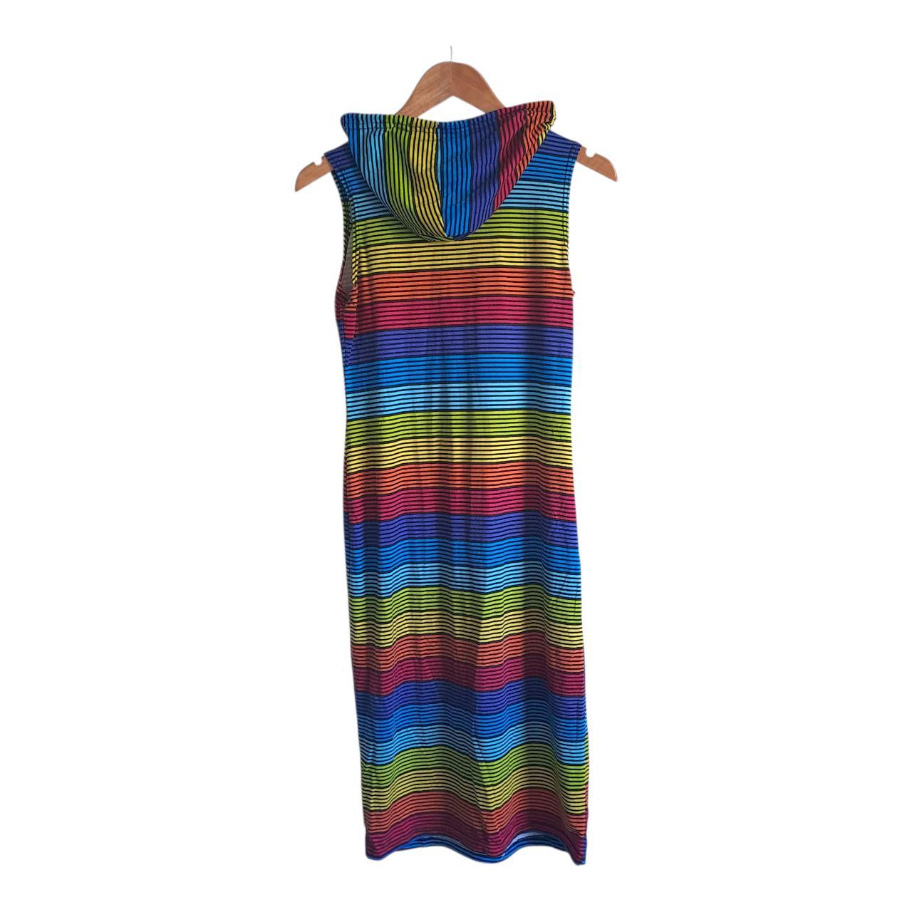 Dress | Women UK 12 to 14 Striped Unique Multicolor Hooded Maxi Midi