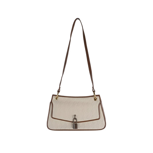 Bag | Women Off-White Quilted Design Shoulder Bag with Padlock Detail