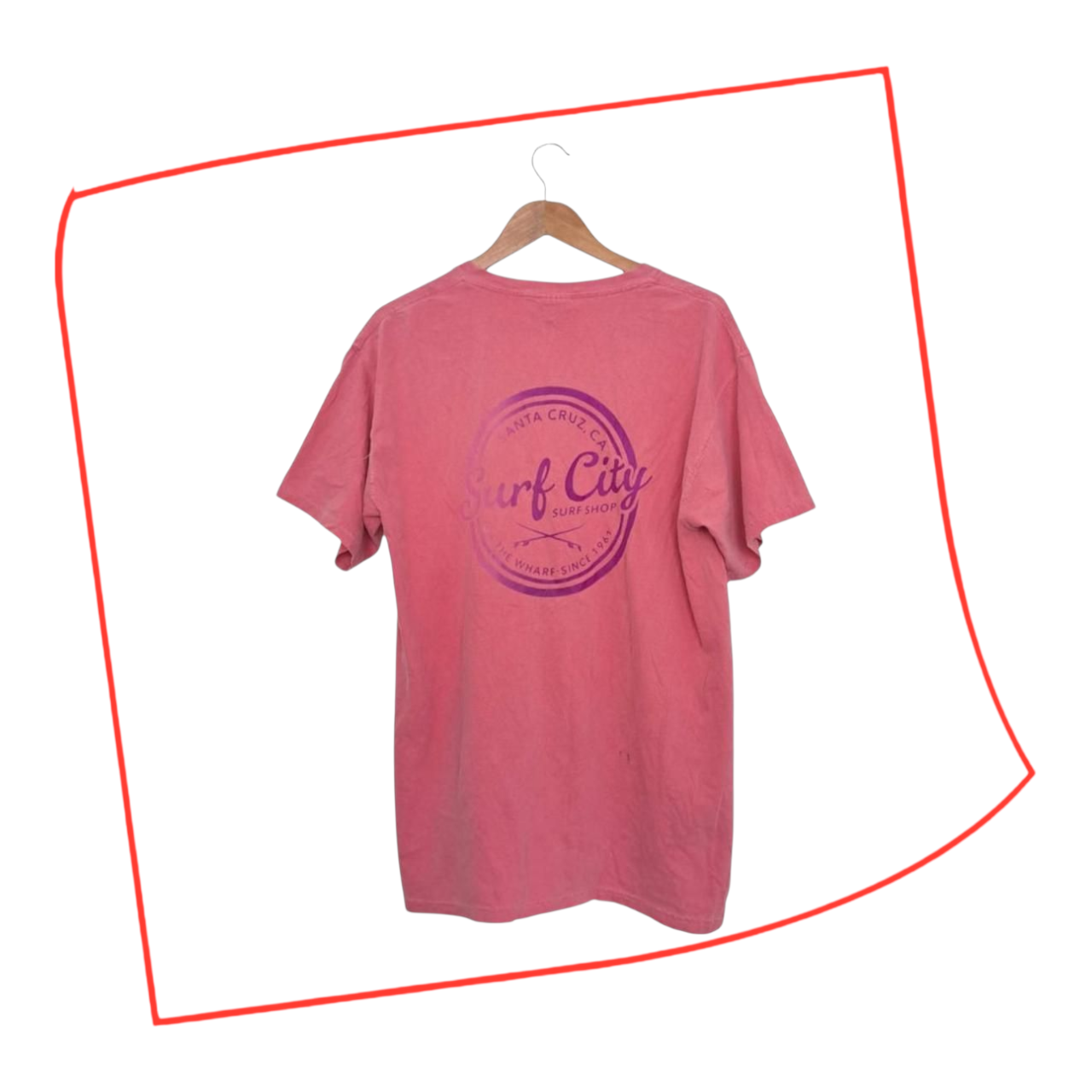 T-shirt | Unisex Pink Surf Shirt Men Large Women XL