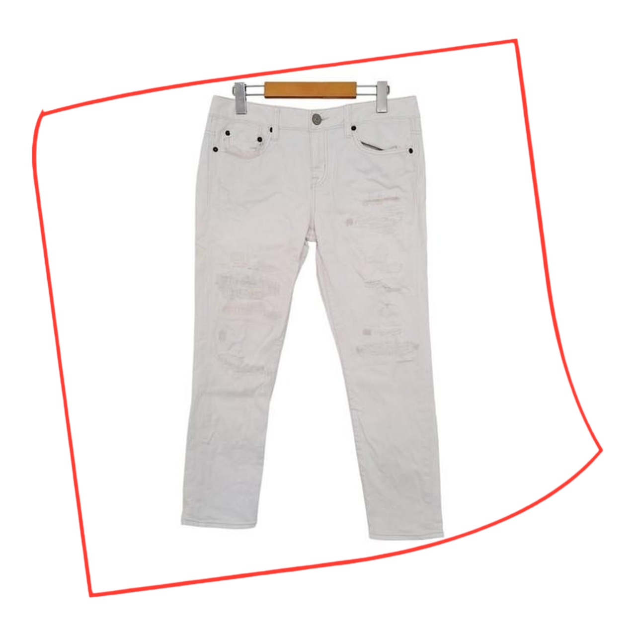 Jeans | Women Small UK8 White Tattered Jeans