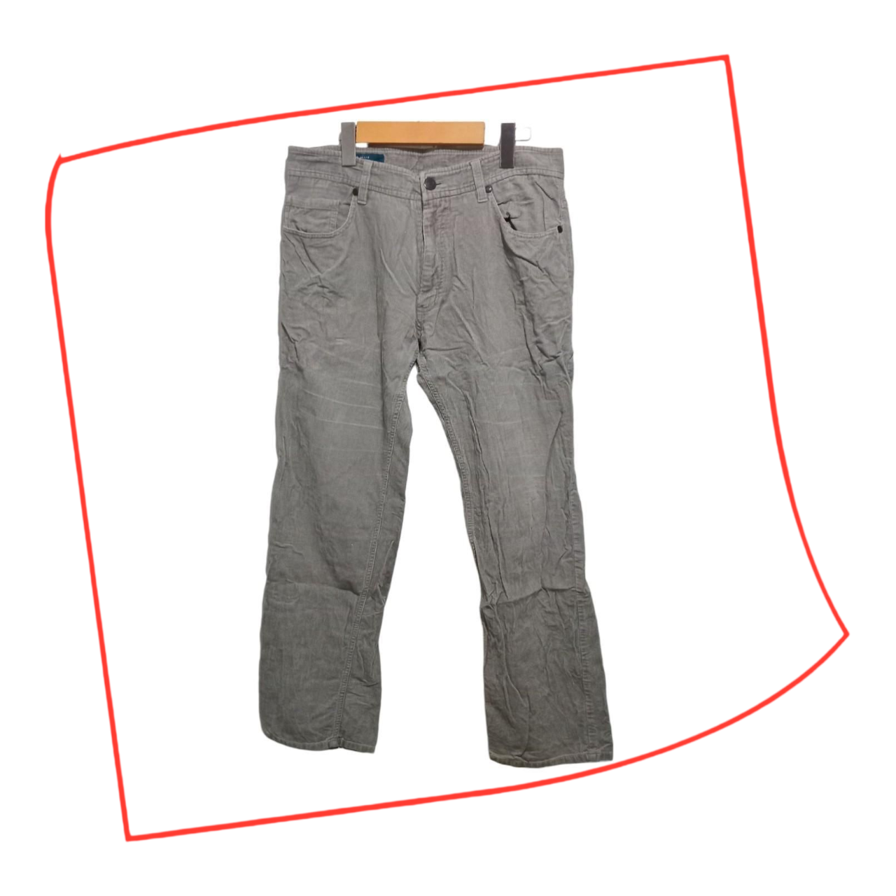 Trousers | Men Grey Corduroy Slim Fit Pants Small