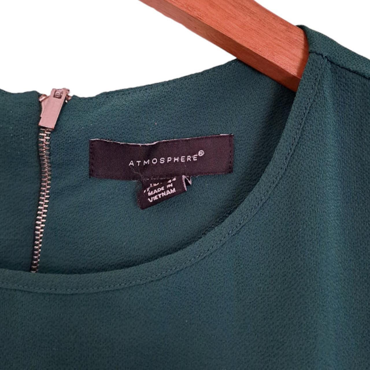 Blouse | Women UK12 Green Three-Quarter Sleeve Top with Pocket Detail