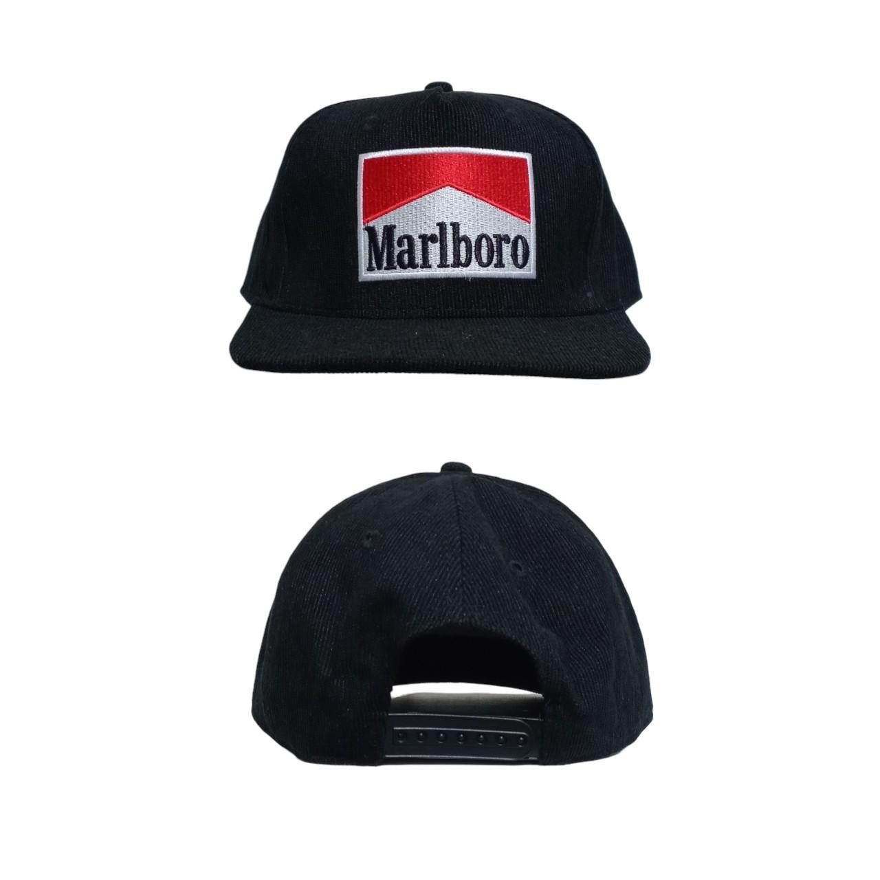 Headgear | Marlboro Corduroy Unique Black & Red Snapback Cap