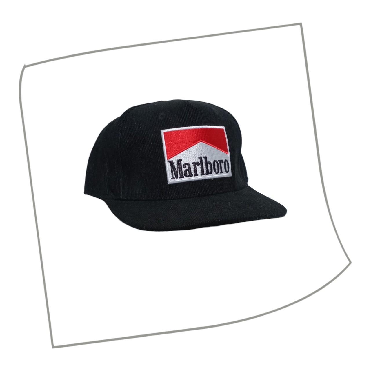 Headgear | Marlboro Corduroy Unique Black & Red Snapback Cap