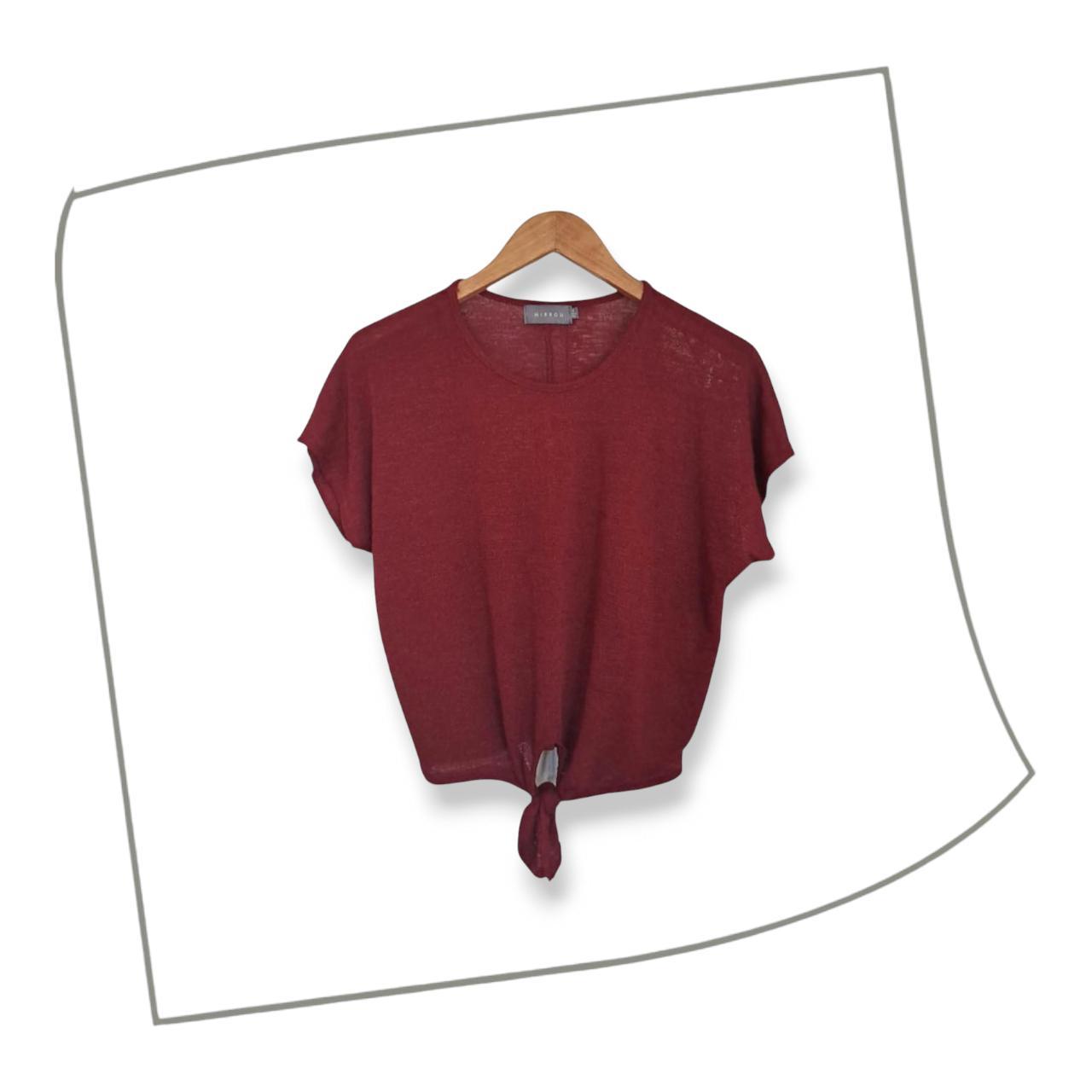Crop Top | Women Small UK10 Burgundy See Through Top