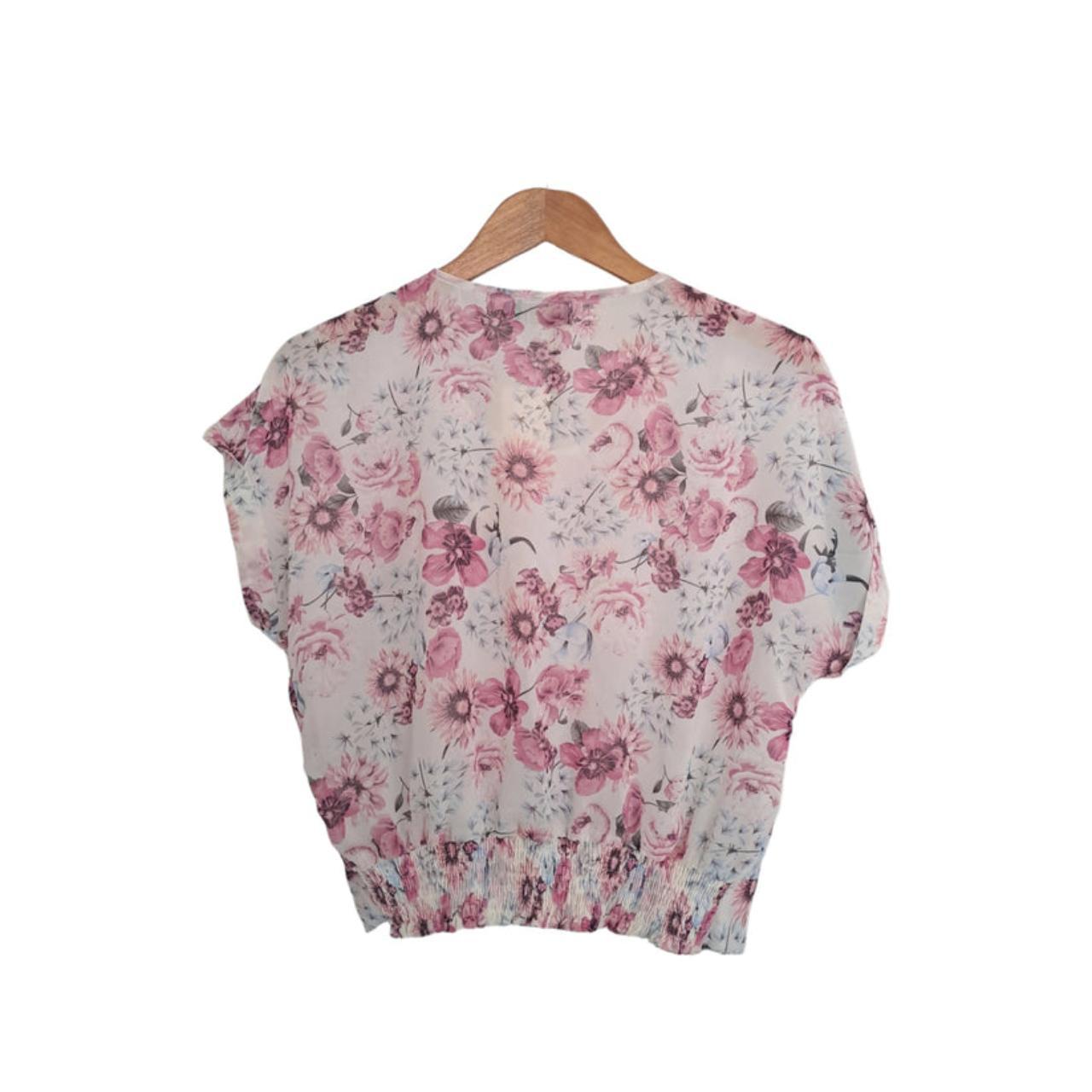 Crop Top | Women Medium UK12 Double-Layered Floral Top