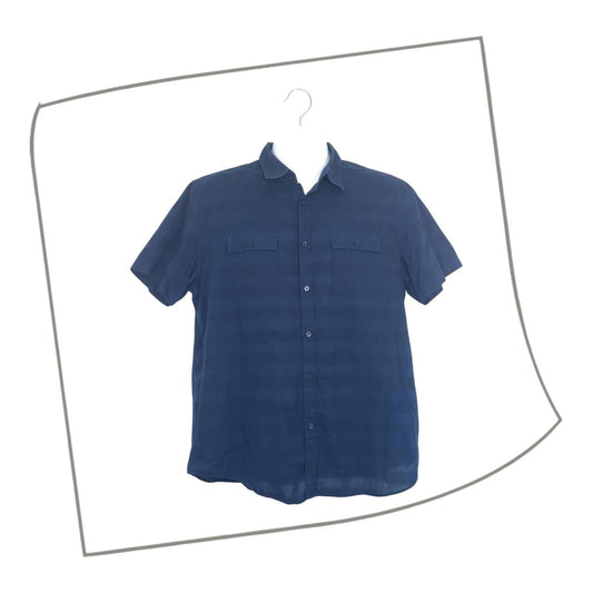 Polo Shirt | Men Large Dark Blue Short Sleeve