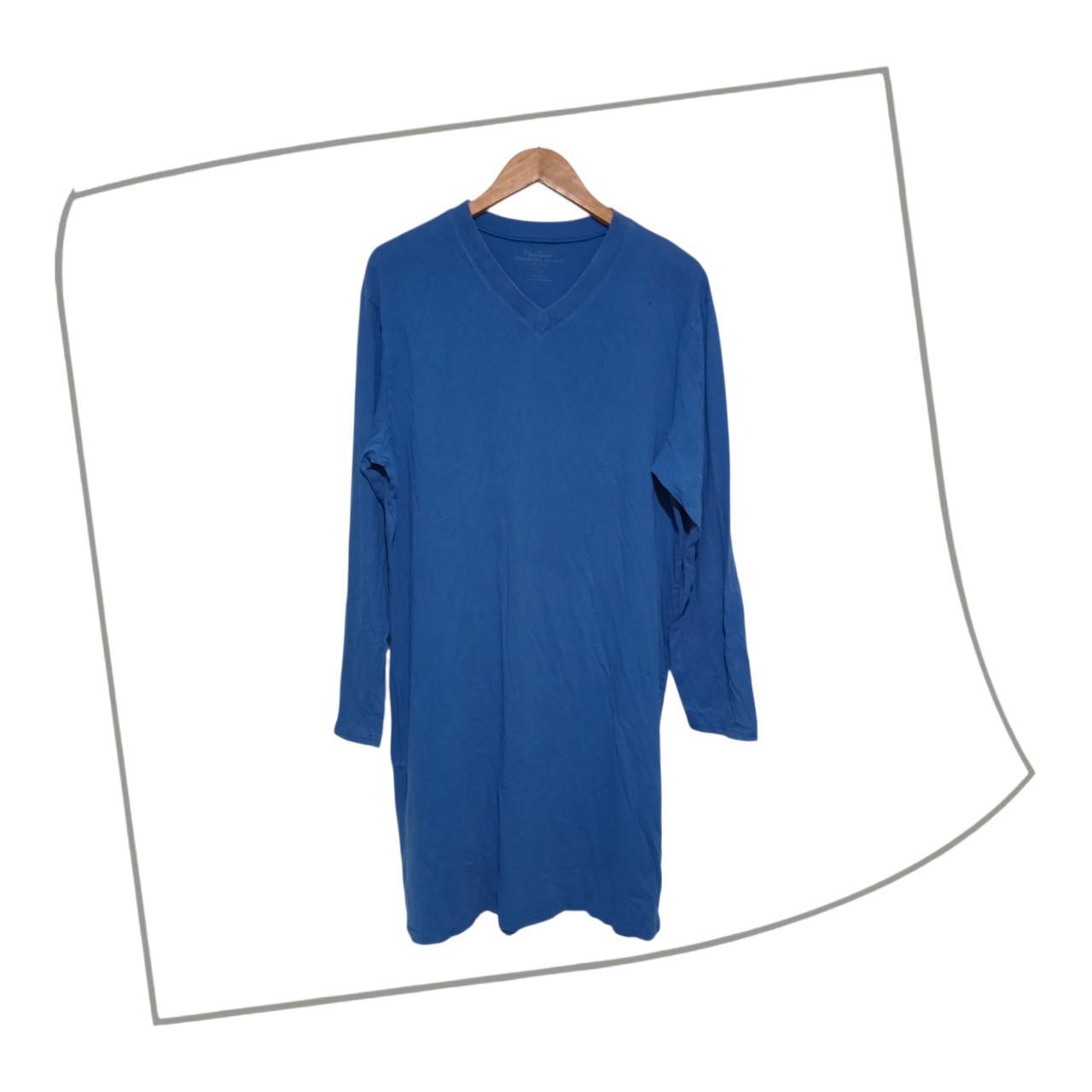 Shirt | Unisex Large Blue Long Sleeve Cotton V-Neck Long Sleeves