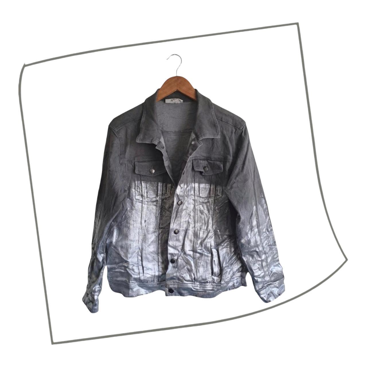 Jacket | Women XL Soft Grey Silver Denim