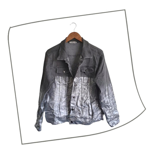 Jacket | Women XL Soft Grey Silver Denim