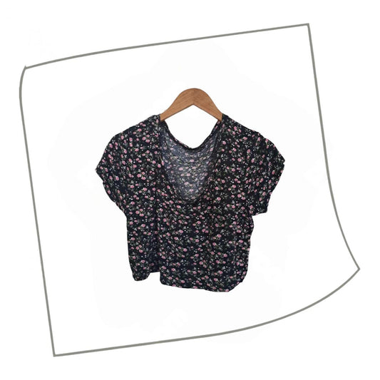 Crop Top | Women Large Floral Top With Sleeves