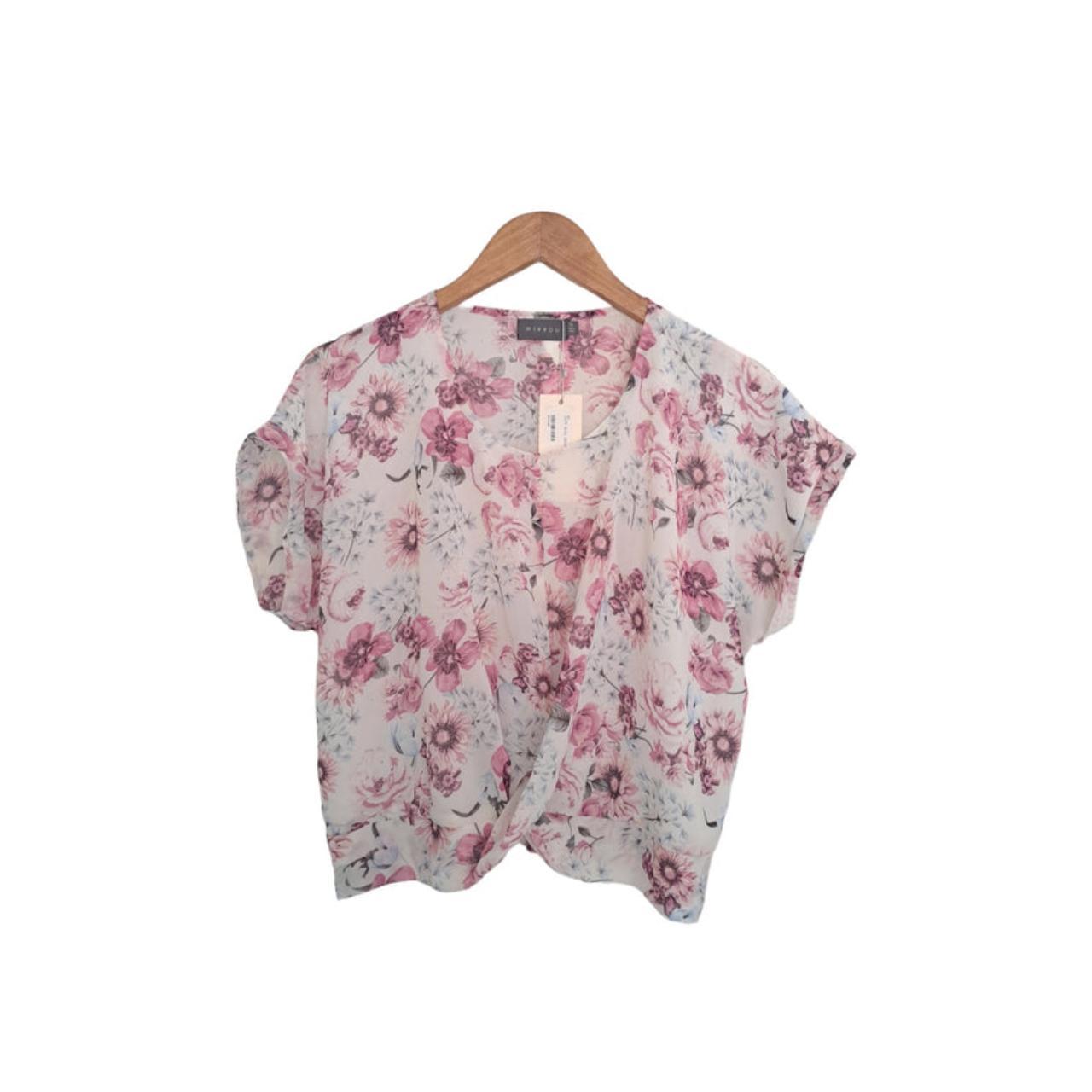 Crop Top | Women Medium UK12 Double-Layered Floral Top