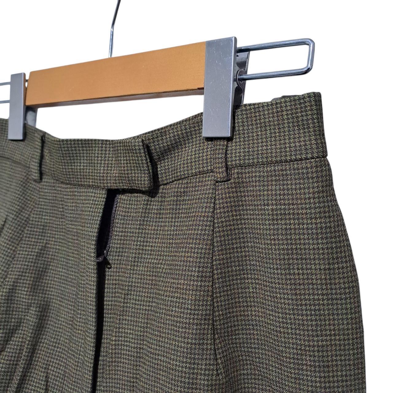 Trousers | Kids Green Slacks with Micro-Check Pattern, Size 9A, Waist 24-25 in