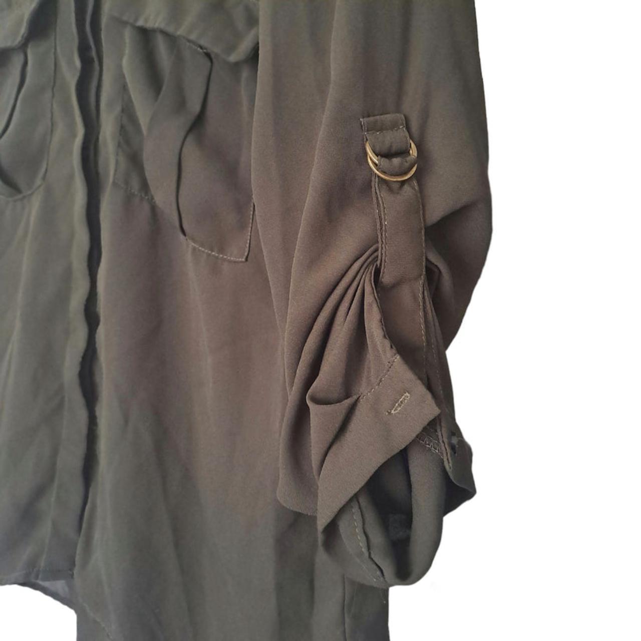 Blouse | Women Small Dark Green Utility Style Rolled Sleeve