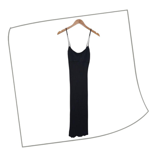 Dress | Women XXS UK4 Black Midi Dress Stretch Fit