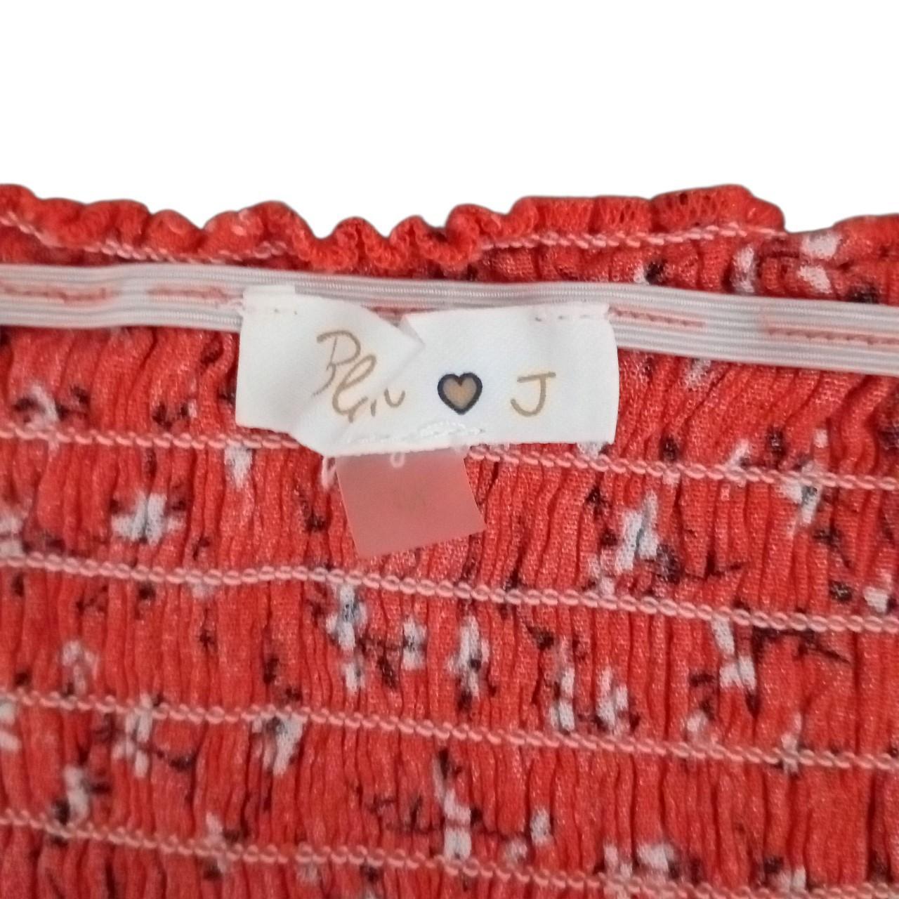 Crop Top | Women Medium Red Floral Crop Tie Strap Top Stretchy Rayon